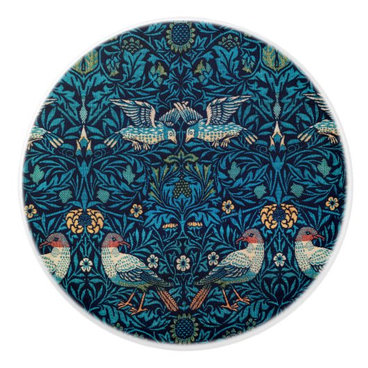 鳥(ヴィンテージ花柄)（ウィリアム・モリス著） セラミックノブ (正面)