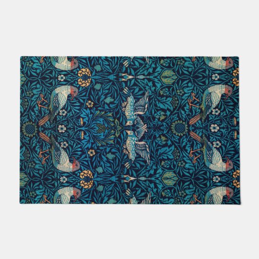 鳥(ヴィンテージ花柄)（ウィリアム・モリス著） ドアマット (正面)