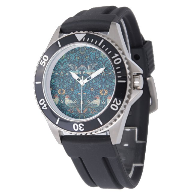 鳥(ヴィンテージ花柄)（ウィリアム・モリス著） 腕時計 (アングル)