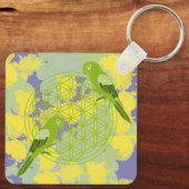 鳥，動物トーテム，禅，チャクラ，生命の花，花 キーホルダー (裏面)