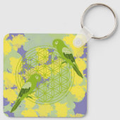 鳥，動物トーテム，禅，チャクラ，生命の花，花 キーホルダー (裏面)