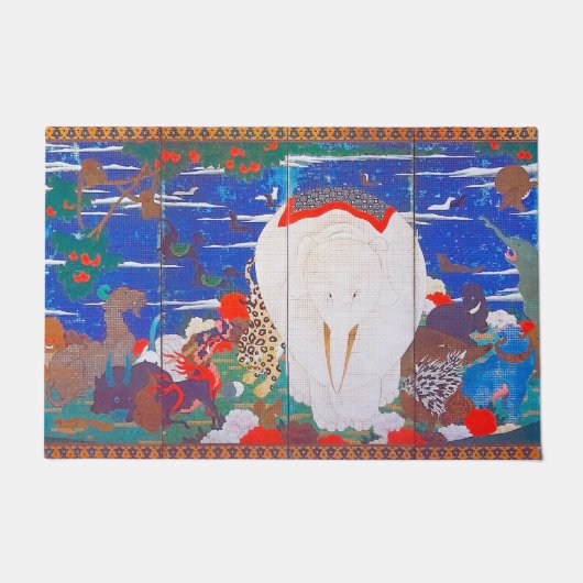 鳥・動物・花植物（右）若冲 ドアマット (正面)