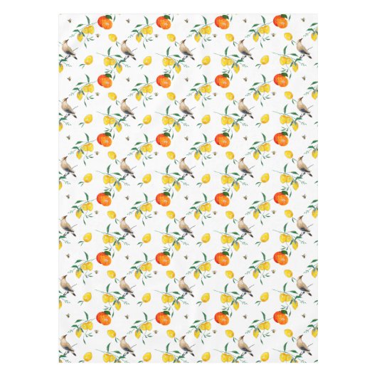 鳥，夏，レモン，蜂    テーブルクロス (正面)