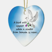 鳥、天国からの訪問者 セラミックオーナメント (左)