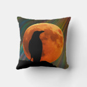 鳥 – 月と黒のカラスのハロウィーン クッション (裏面)