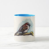 鳥: 水彩画のすずめ マグカップ (中央)