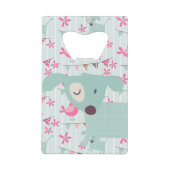 鳥、犬、旗、花 クレジットカード栓抜き (正面)