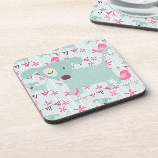 鳥、犬、旗、花 コースター (左側)