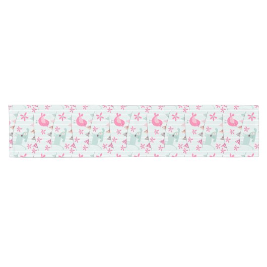 鳥、犬、旗、花 ショートテーブルランナー (横)