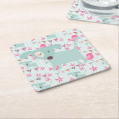 鳥、犬、旗、花 スクエアペーパーコースター (アングル)