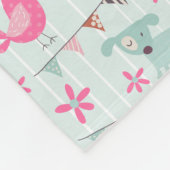 鳥、犬、旗、花 フリースブランケット (角)