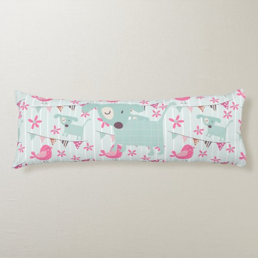 鳥、犬、旗、花 ボディピロー (正面)