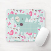 鳥、犬、旗、花 マウスパッド (マウス)