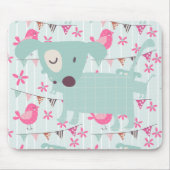 鳥、犬、旗、花 マウスパッド (正面)