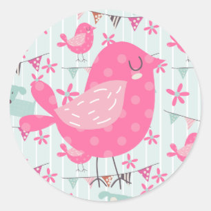 鳥、犬、旗、花 ラウンドシール