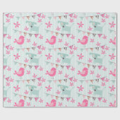 鳥、犬、旗、花 ラッピングペーパー (フラット)