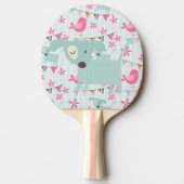 鳥、犬、旗、花 卓球ラケット (正面)