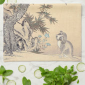 鳥、猫および犬、Itō Jakuchū キッチンタオル (折り畳み)