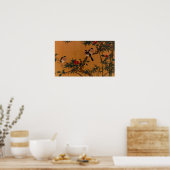 鳥、竹、カメリア日本のス1644-1911 ポスター (キッチン)