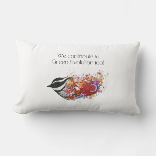 鳥：緑の進化にも貢献。 ランバークッション (正面)