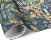 鳥，花とキャベツ葉の花，青 ラッピングペーパー (ロールコーナー)