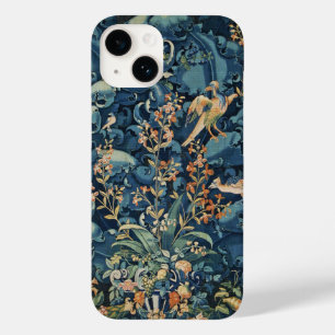 鳥,花とキャベツ葉の花,青 Case-Mate iPhone 14ケース