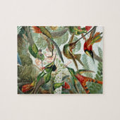 鳥 花 フラワー 鳥 自然 ビンテージ 絵画 ジグソーパズル (横)
