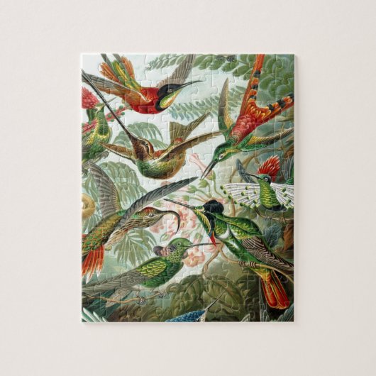 鳥 花 フラワー 鳥 自然 ビンテージ 絵画 ジグソーパズル (縦)