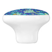 鳥 花 ロイヤルブルー、黄色 セラミックノブ (側面)