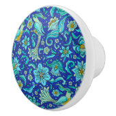 鳥 花 ロイヤルブルー、黄色 セラミックノブ (右)