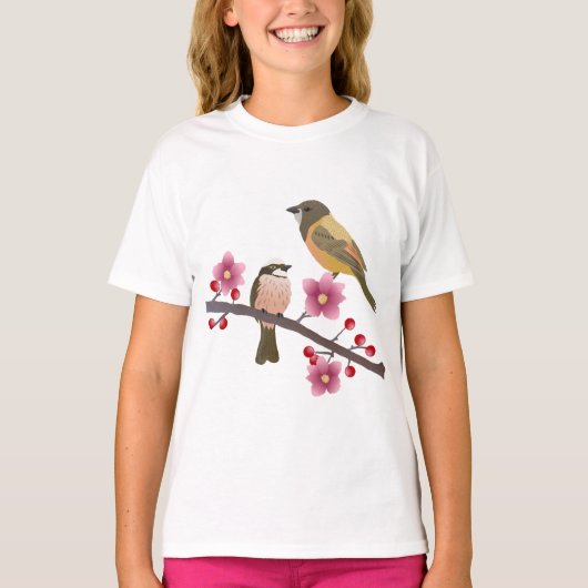 鳥、花、動物 Tシャツ (正面)