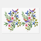 鳥 花 水彩画 誕生日 婚約者歓迎会 ラッピングペーパーシート (正面3)