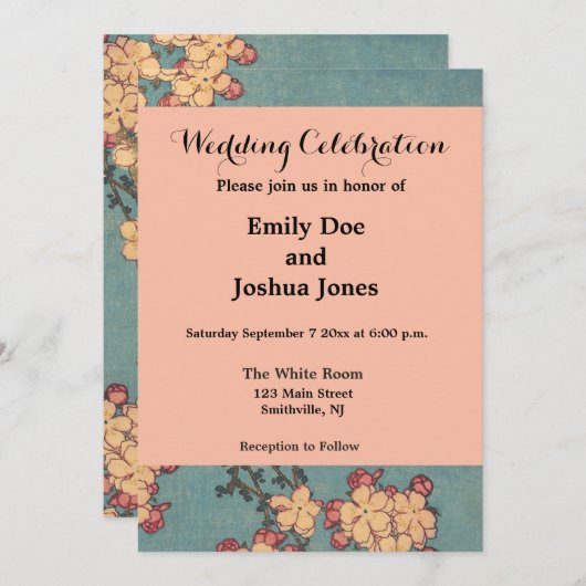 鳥 花 浮世絵 日本美術 招待状 (正面/裏面)