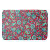 鳥、花、青、赤 バスマット (正面)