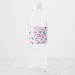 鳥、蜂、蝶の花柄 ペットボトルラベル