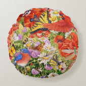 鳥、蝶および蜂 ラウンドクッション (正面)