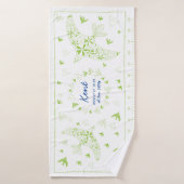 鳥、風に乗る。誕生メモリアル_グリーン3 バスタオル (バスタオル)