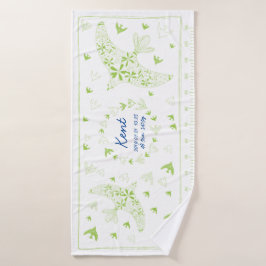 鳥、風に乗る。誕生メモリアル_グリーン3 バスタオル