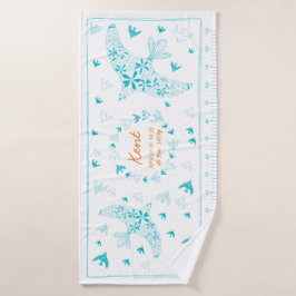 鳥、風に乗る。誕生メモリアル_ブルー3 バスタオル