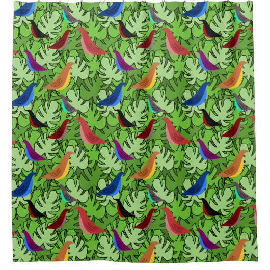 鳥、鳥、鳥 シャワーカーテン (正面)