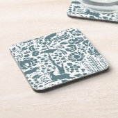 鳥、鹿、木のフォークパターン コースター (左側)