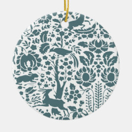 鳥、鹿、木のフォークパターン セラミックオーナメント