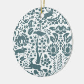 鳥、鹿、木のフォークパターン セラミックオーナメント (左)