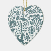 鳥、鹿、木のフォークパターン セラミックオーナメント (左)