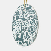 鳥、鹿、木のフォークパターン セラミックオーナメント (左)