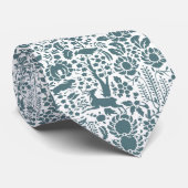 鳥、鹿、木のフォークパターン ネクタイ (ロール)