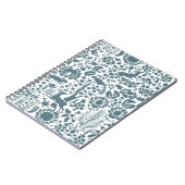 鳥、鹿、木のフォークパターン ノートブック (左側)