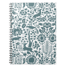 鳥、鹿、木のフォークパターン ノートブック