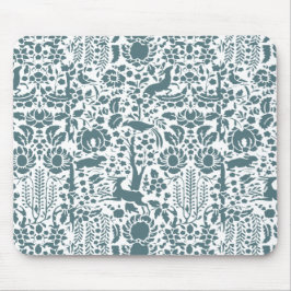 鳥、鹿、木のフォークパターン マウスパッド