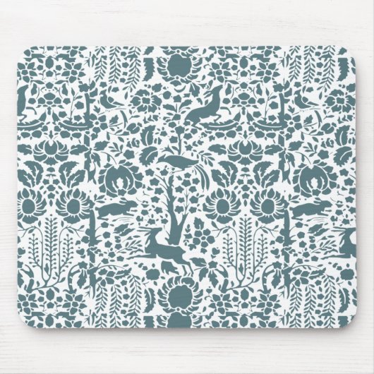 鳥、鹿、木のフォークパターン マウスパッド (正面)